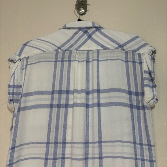 Rails Britt Button Down White & Sky Melange Short Sleeve Extra Soft Size XS - Picture 6 of 7